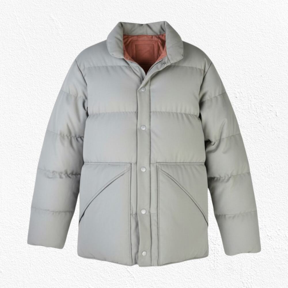 Vintage 70s Beige Goose Down USA Made Full Zip Quilted Puffer Jacket Size Large